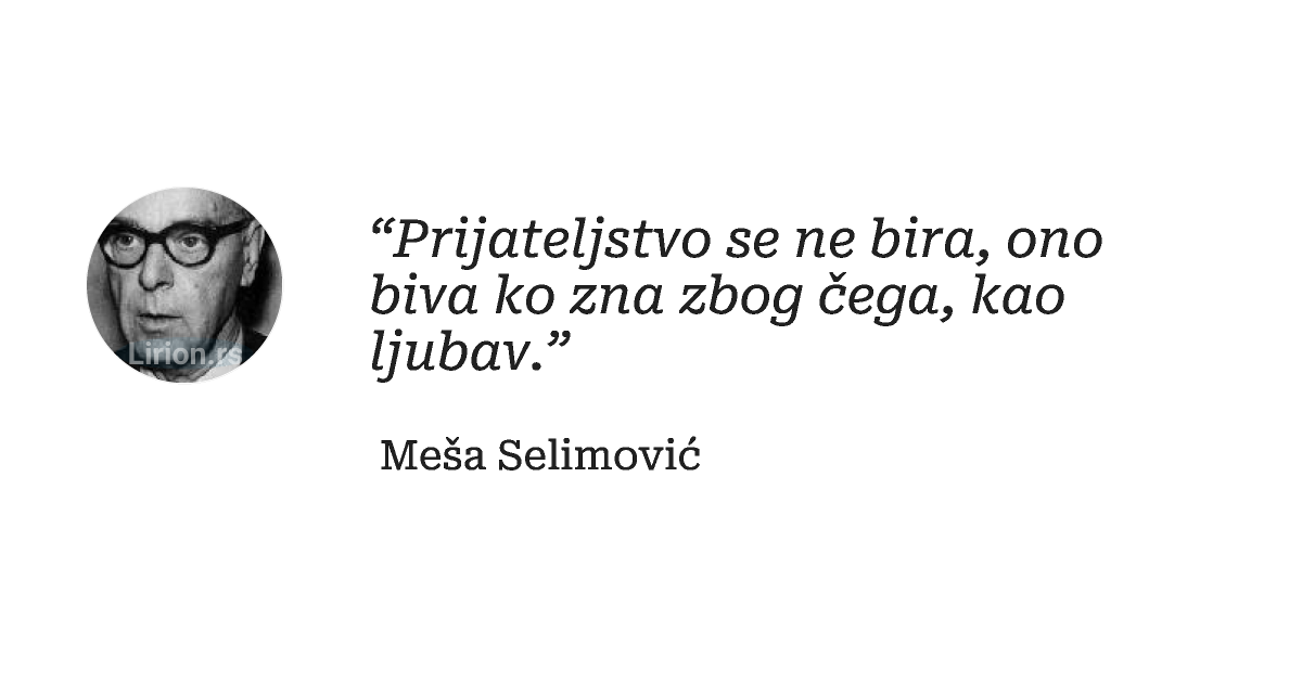 “Prijateljstvo se ne bira, ono biva ko zna zbog čega, kao ljubav.”